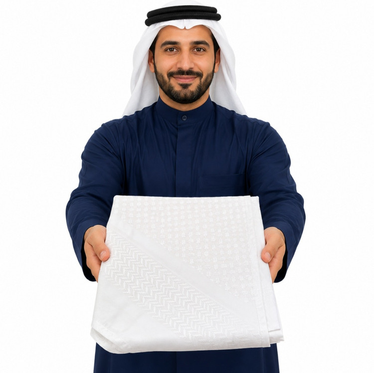 چفیه شماغ سفید اصل امارات شیک و باکیفیت لوکس و سنتی